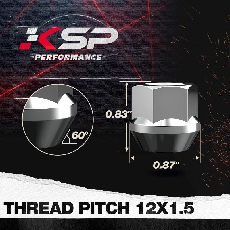 KSP PERFORMANCE KSP 12mmx1.5 Open Lug Nuts fit Hon-da Accord Civic, 20pcs M12x1.5 Zinc Open Ended Nuts with 19mm(3/4") Hex 21mm (0.83")H for Hummer H3, Aftermarket Bulge Open Lugnuts for Wheel Spacer with 12x1.5 Stud - Image 2